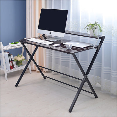 Dealsmate Folding Desk with Shelf Computer Laptop PC Table Side Home Office Furniture