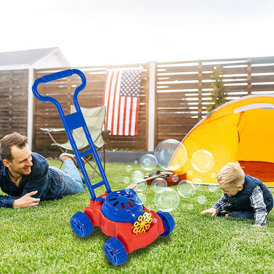 Dealsmate Kids Bubble Lawnmower Bubbles Machine Blower Outdoor Garden Party Toddler Toy