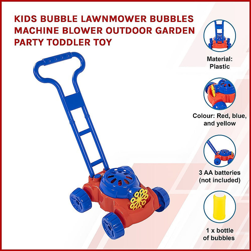 Dealsmate Kids Bubble Lawnmower Bubbles Machine Blower Outdoor Garden Party Toddler Toy
