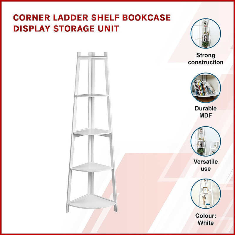 Dealsmate Corner Ladder Shelf Bookcase Display Storage Unit