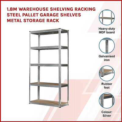 Dealsmate 1.8M Warehouse Shelving Racking Steel Pallet Garage Shelves Metal Storage Rack