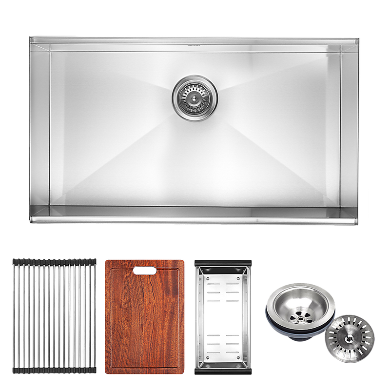 Dealsmate BRIENZ 32-inch Nano Workstation Ledge Undermount 16 Gauge Stainless Steel Kitchen Sink Single Bowl