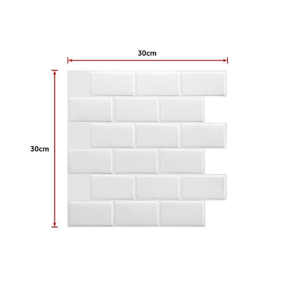 Dealsmate Tiles 3D Peel and Stick Wall Tile Subway White (30 x 30cm x 10 sheets)