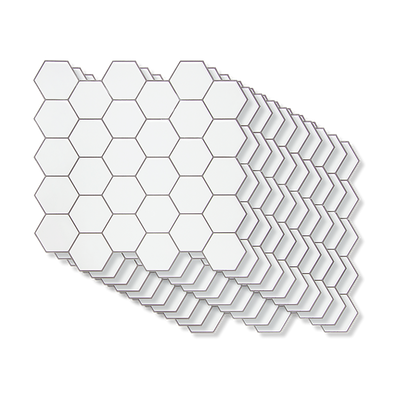 Dealsmate Tiles 3D Peel and Stick Wall Tile Hexagon White (30cm x 30cm x 10 sheets)
