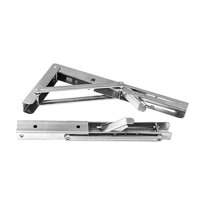 Dealsmate 2x 10 Stainless Steel Folding Table Bracket Shelf Bench 50kg Load Heavy Duty
