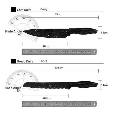 Dealsmate Kitchen 17 Pc Knife Set w/ Block & Sharpener Chef Bread Steak Knives