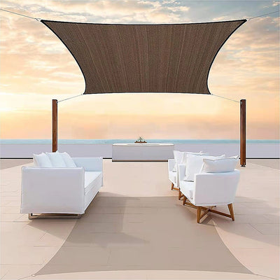 Dealsmate Rectangle Sun Shade Sail Fabric Garden Patio Pool Awning Canopy Cover Coffee