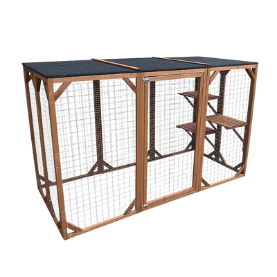 Dealsmate 180cm Large Cat Enclosure Wooden Outdoor Cage with 3 Platforms