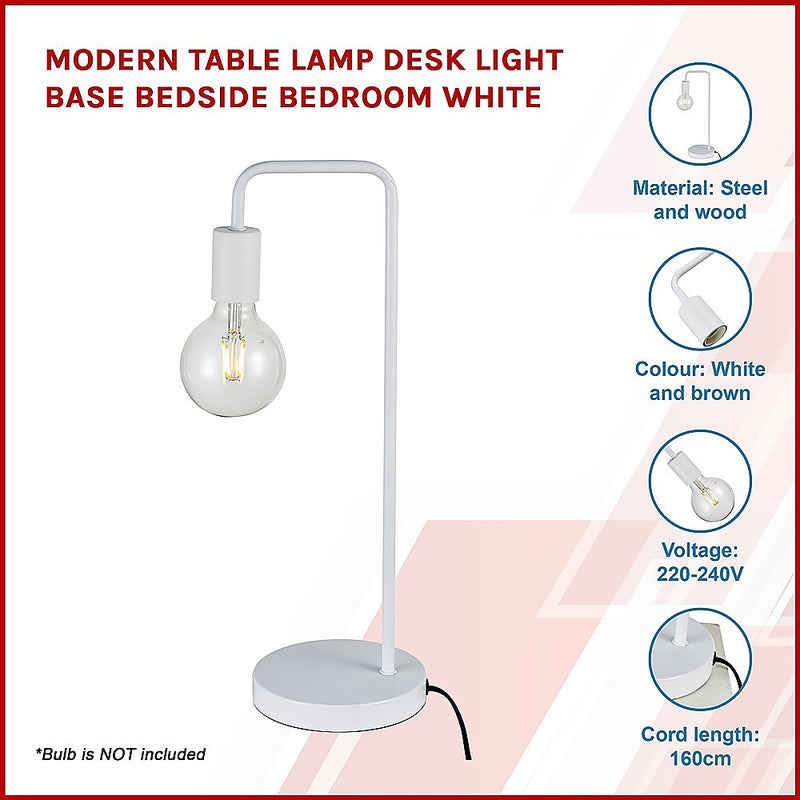 Dealsmate Modern Table lamp Desk Light Base Bedside Bedroom White