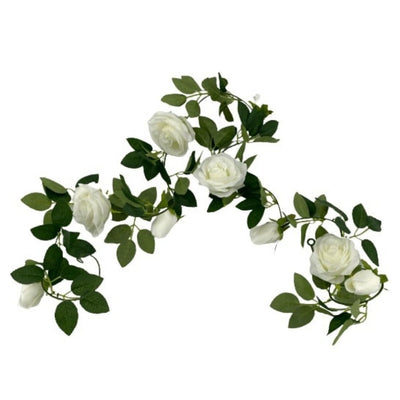 Dealsmate Artificial White Rose Garland 190cm