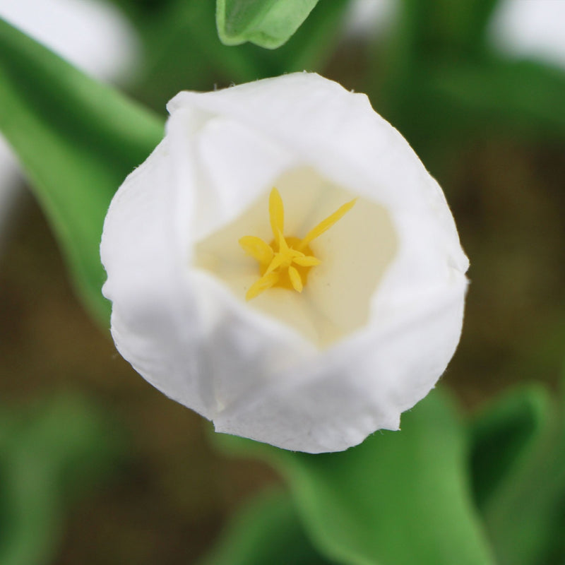 Dealsmate Flowering White Artificial Tulip Plant Arrangement With Ceramic Bowl 35cm
