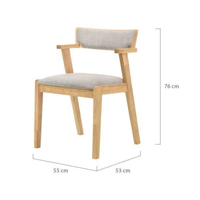 Dealsmate Elmo Dining Chair with Arm Rest in Natural