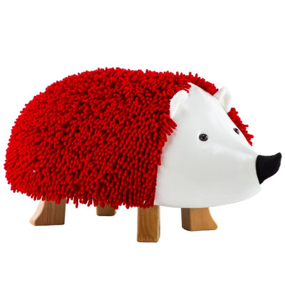 Dealsmate Lira Red Hedgehog Ottoman With Solid Wood Footrest