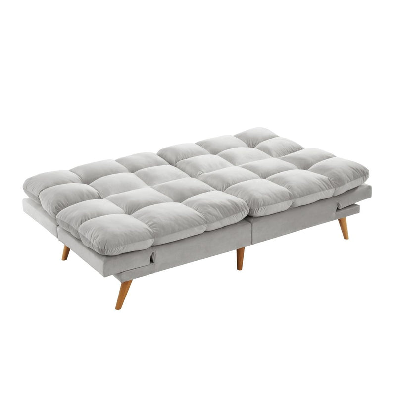 Dealsmate Alexa 3 Seater Velvet Sofa Bed Futon Light Grey