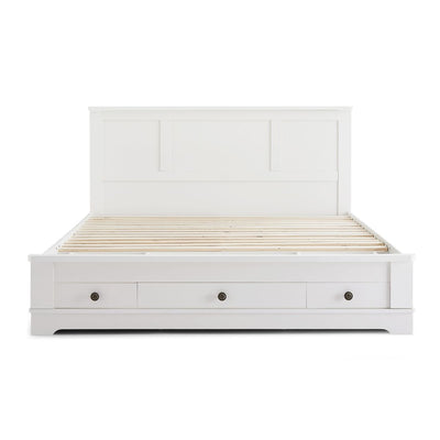Dealsmate Margaux White Coastal Lifestyle Bedframe with Storage Drawers Double