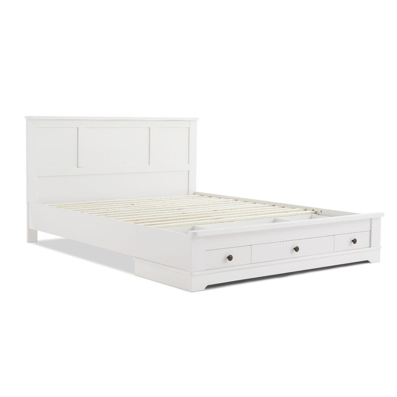 Dealsmate Margaux White Coastal Lifestyle Bedframe with Storage Drawers King