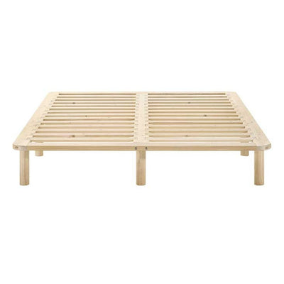 Dealsmate Platform Bed Base Frame Wooden Natural King Pinewood