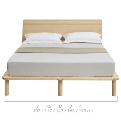 Dealsmate Natural Solid Wood Bed Frame Bed Base with Headboard King Single