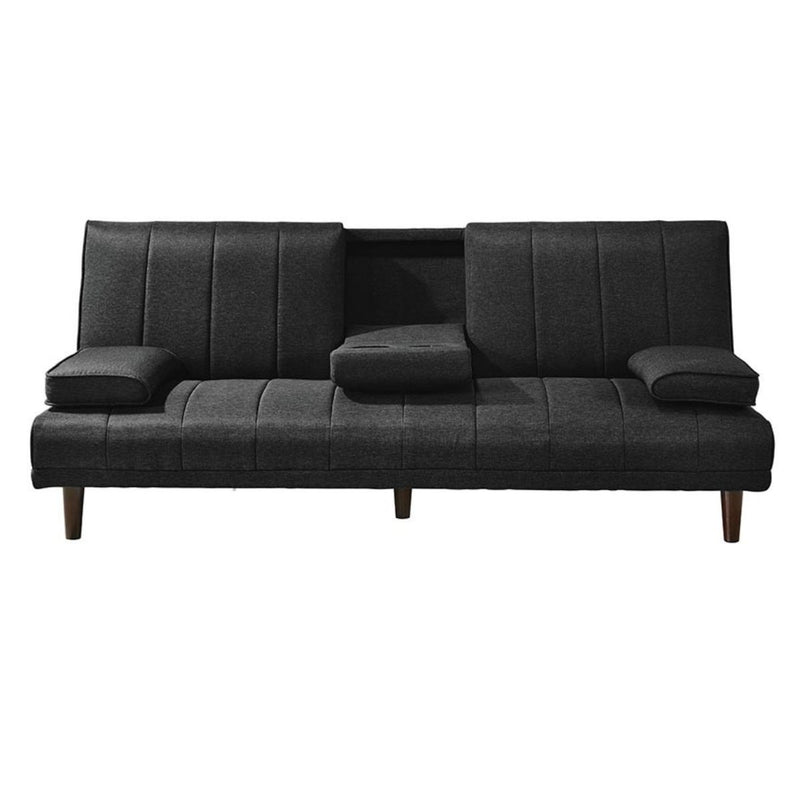 Dealsmate Fabric Sofa Bed with Cup Holder 3 Seater Lounge Couch - Charcoal