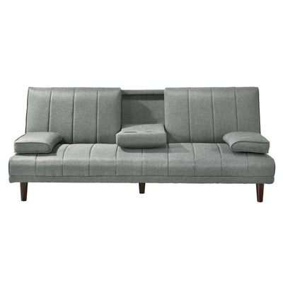 Dealsmate Fabric Sofa Bed with Cup Holder 3 Seater Lounge Couch - Light Grey