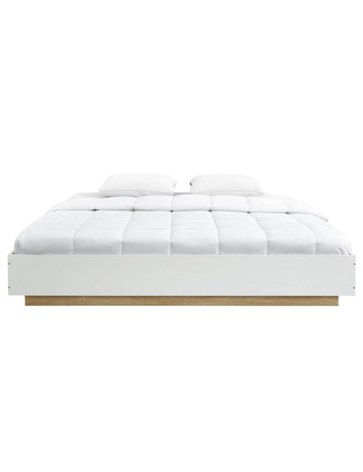 Dealsmate Aiden Industrial Contemporary White Oak Bed Base Bed Frame