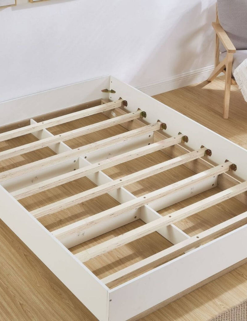Dealsmate Aiden Industrial Contemporary White Oak Bed Base Bed Frame