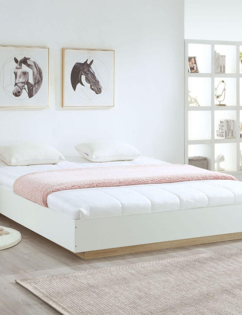 Dealsmate Aiden Industrial Contemporary White Oak Bed Base Bedframe