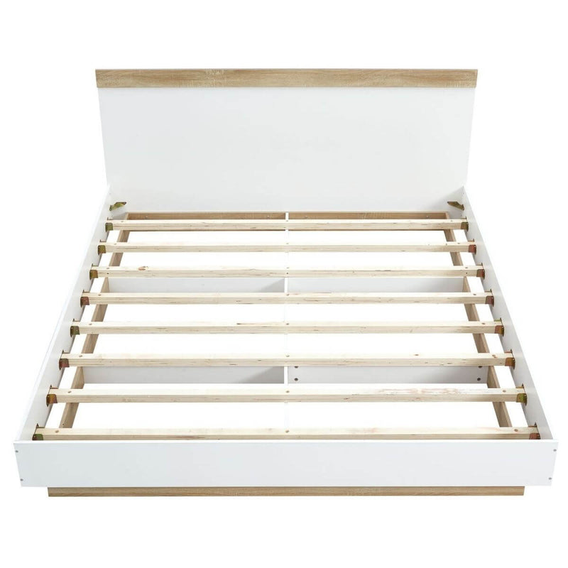 Dealsmate Aiden Industrial Contemporary White Oak Bed Frame - Double