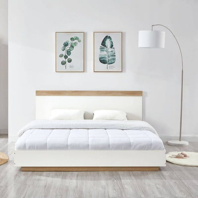 Dealsmate Aiden Industrial Contemporary White Oak Bed Frame King Size