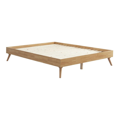 Dealsmate Natural Oak Ensemble Bed Frame Wooden Slat Double