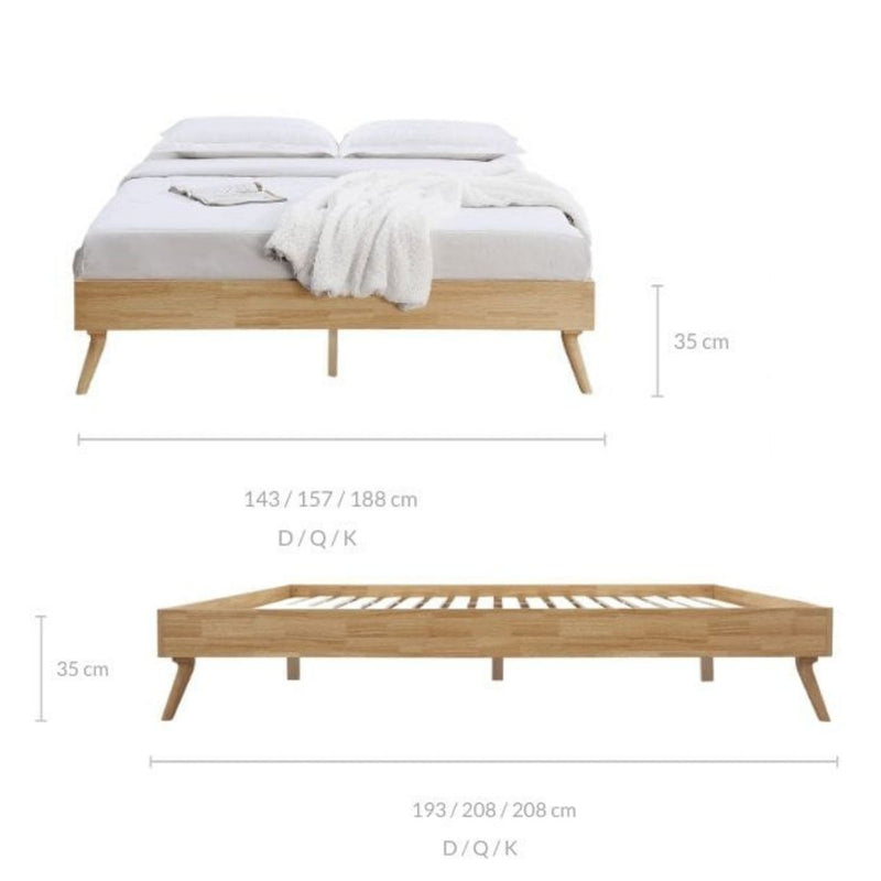 Dealsmate Natural Oak Ensemble Bed Frame Wooden Slat Queen