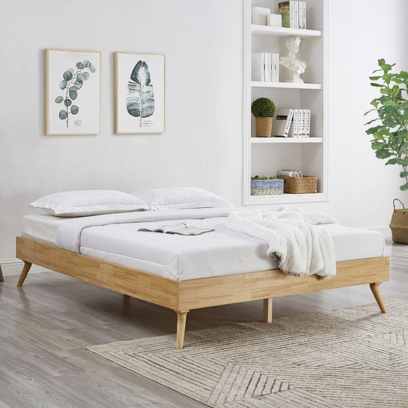 Dealsmate Natural Oak Ensemble Bed Frame Wooden Slat King