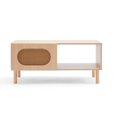 Dealsmate Kailua Rattan Coffee Table with Storage in Maple