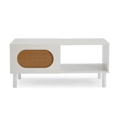 Dealsmate Kailua Rattan Coffee Table with Storage in White
