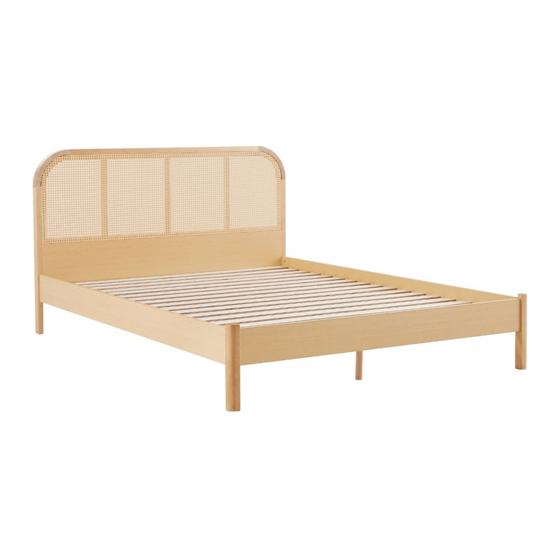 Dealsmate Lulu Bed Frame with Curved Rattan Bedhead - Double