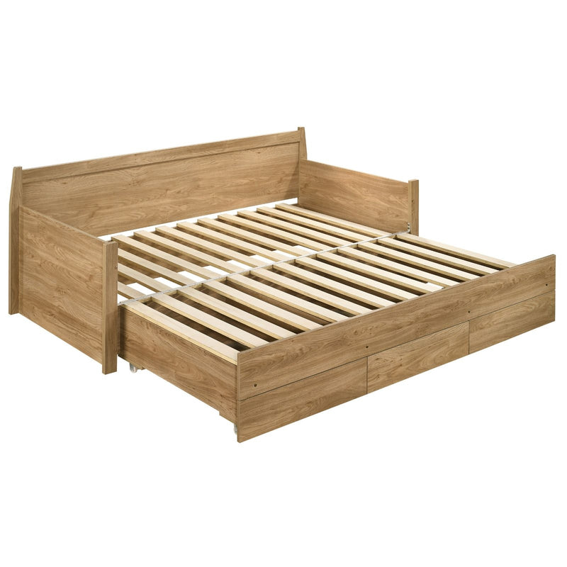 Dealsmate Mica Natural Wooden Day Bed with 3 Drawers Sofa Bed Frame
