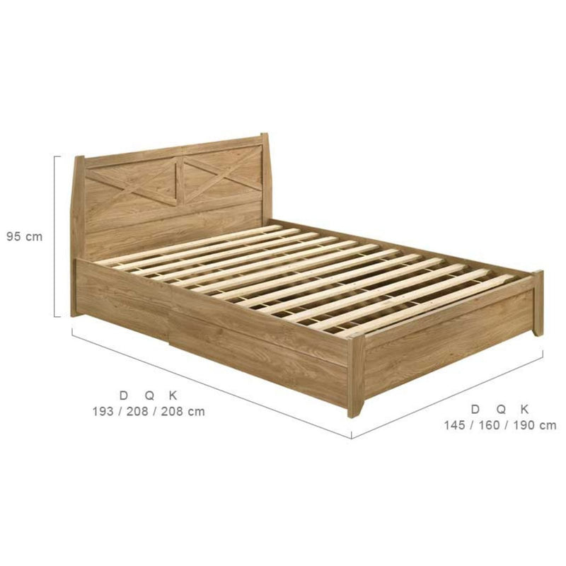 Dealsmate Mica Natural Wooden Bed Frame with Storage Drawers King