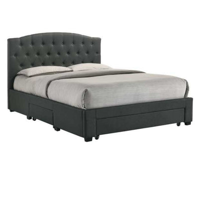Dealsmate French Provincial Modern Fabric Platform Bed Base Frame with Storage Drawers Queen Charcoal