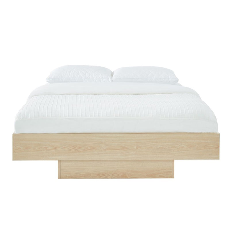 Dealsmate Natural Oak Wood Floating Bed Base Queen