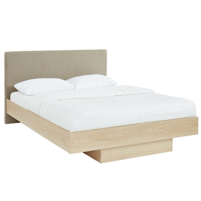 Dealsmate Natural Oak Wood Floating Bed Frame Queen