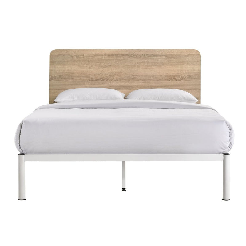 Dealsmate Chesca Bed Frame Modern White Metal & Wood Double