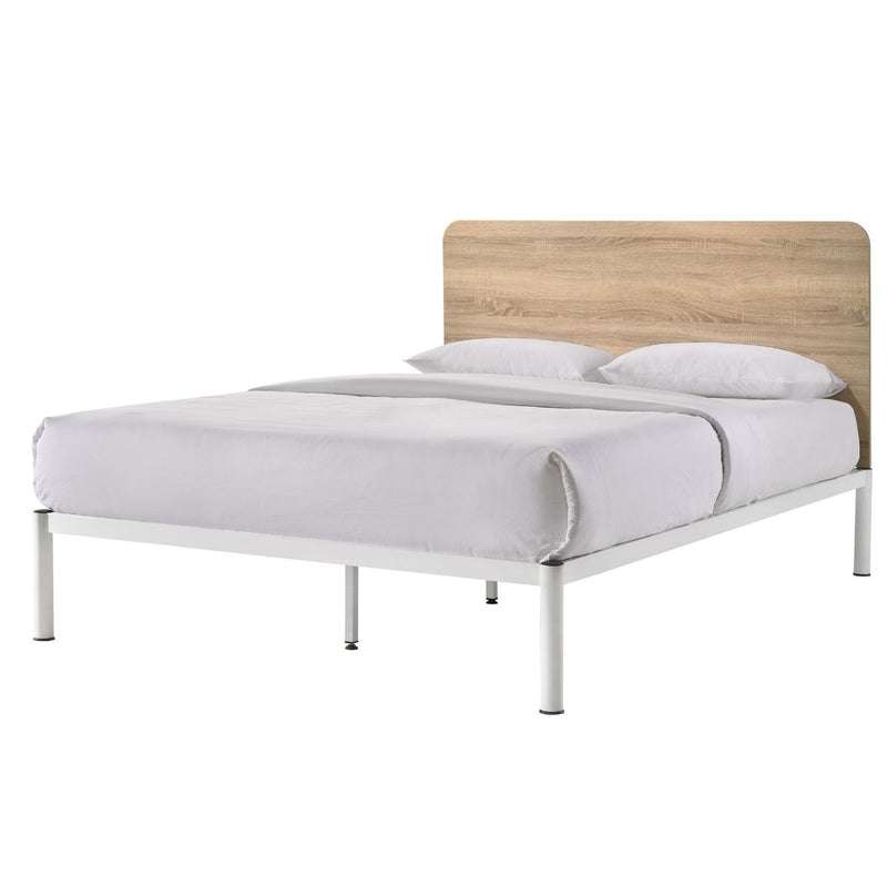 Dealsmate Chesca Bed Frame Modern White Metal & Wood Double