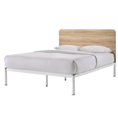 Dealsmate Chesca Bed Frame Modern White Metal & Wood King