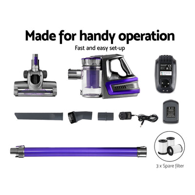 Dealsmate Devanti Handheld Vacuum Cleaner Cordless HEPA Filter Purple