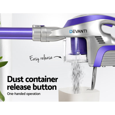 Dealsmate Devanti Handheld Vacuum Cleaner Cordless HEPA Filter Purple 150W