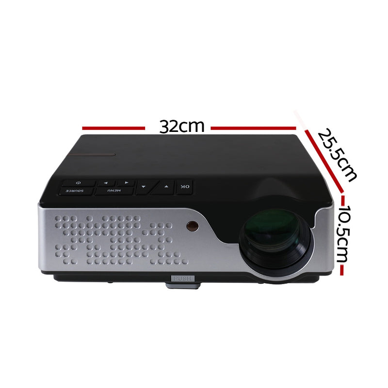 Dealsmate Devanti Video Projector Wifi USB Portable 4000 Lumens HD 1080P Home Theater Black