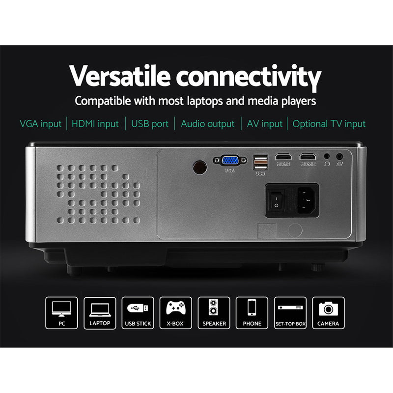 Dealsmate Devanti Video Projector Wifi USB Portable 4000 Lumens HD 1080P Home Theater Black