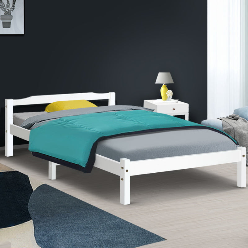 Dealsmate  Bed Frame King Single Size Wooden White LEXI
