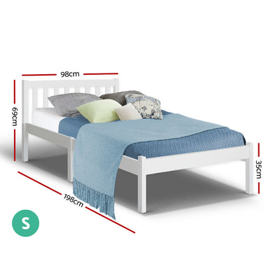 Dealsmate  Bed Frame Single Size Wooden White SOFIE