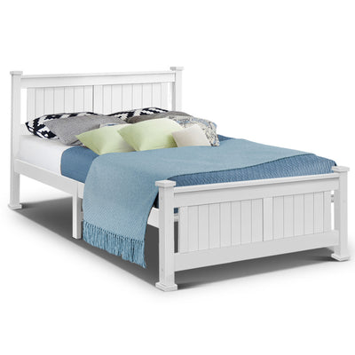Dealsmate  Bed Frame Double Size Wooden White RIO
